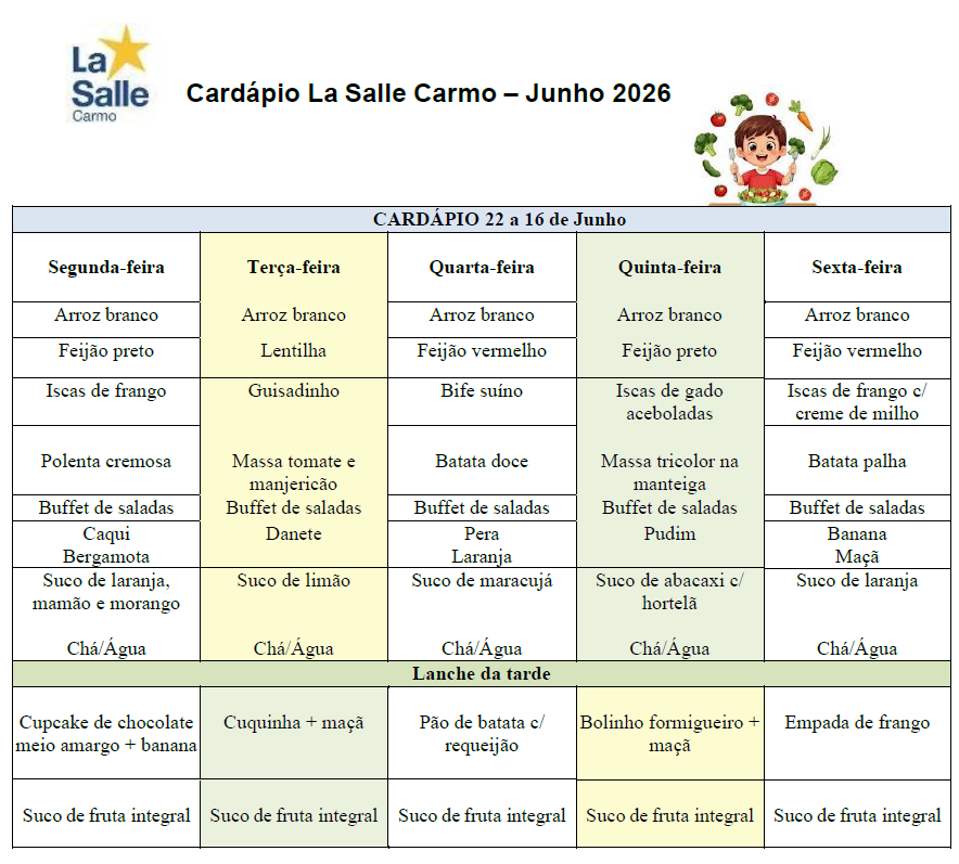 Cardapio 22junho
